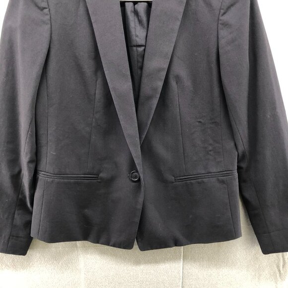 Theory Black Blazer Womens Size 2 Suit Jacket One Button Career Workwear - Picture 4 of 12